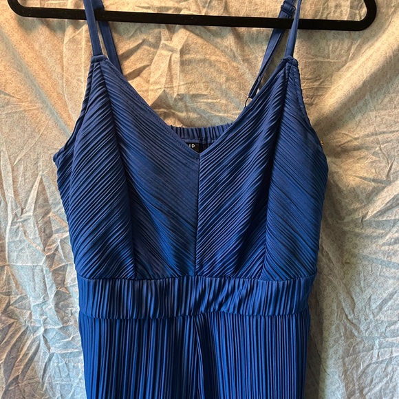 Blue Chiffon Pleated Jumpsuit - Picture 3 of 4